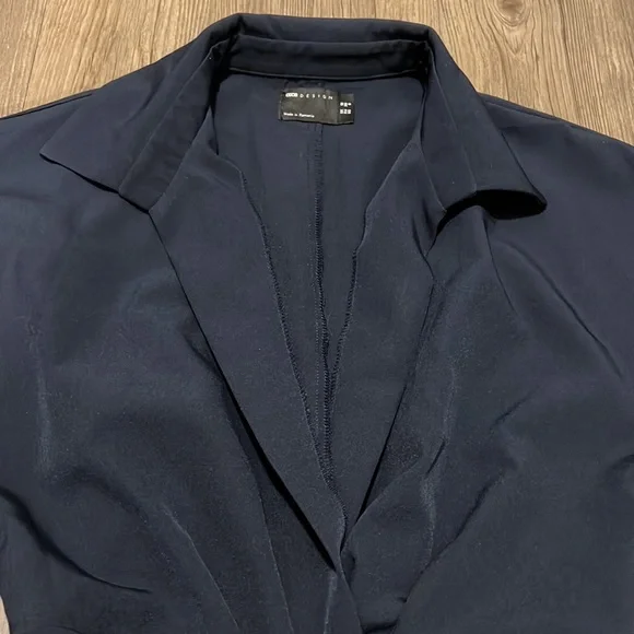 ASOS Design Navy Wrap Tie Dress - Picture 2 of 7